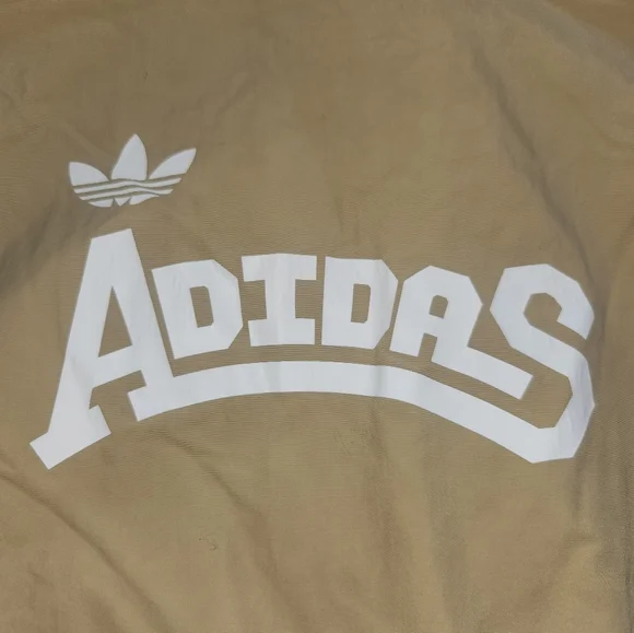 Adidas youth windbreaker full zip jacket size 14-15 vintage style tan/pink/white - Picture 3 of 6